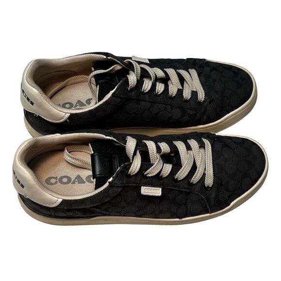 COACH Navy Lowline Signature Jacquard Lace Up Sneakers Shoes Women size 8 - Picture 4 of 10